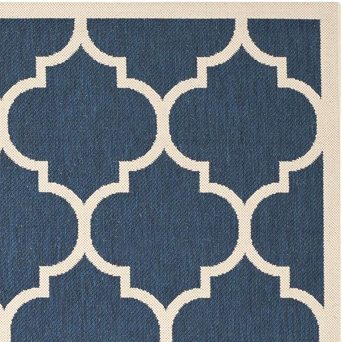SAFAVIEH Washable Rug Outdoor Courtyard Collection - 6'7" x 9'6", Anthracite & Beige, Non-Shedding & Easy Cleaning, Ideal for Patio, Backyard, Mudroom (CY6914-246)