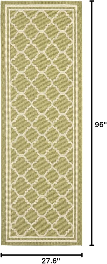 SAFAVIEH Courtyard Collection 2'3" x 8' Green/Beige CY6918 Trellis Indoor/ Outdoor Waterproof Easy Cleaning Patio Backyard Runner Rug