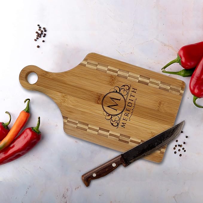 Deluxe Custom Engraved Wood Bamboo Cutting Board for Housewarming, New Home, Mom, Chef, Kitchen
