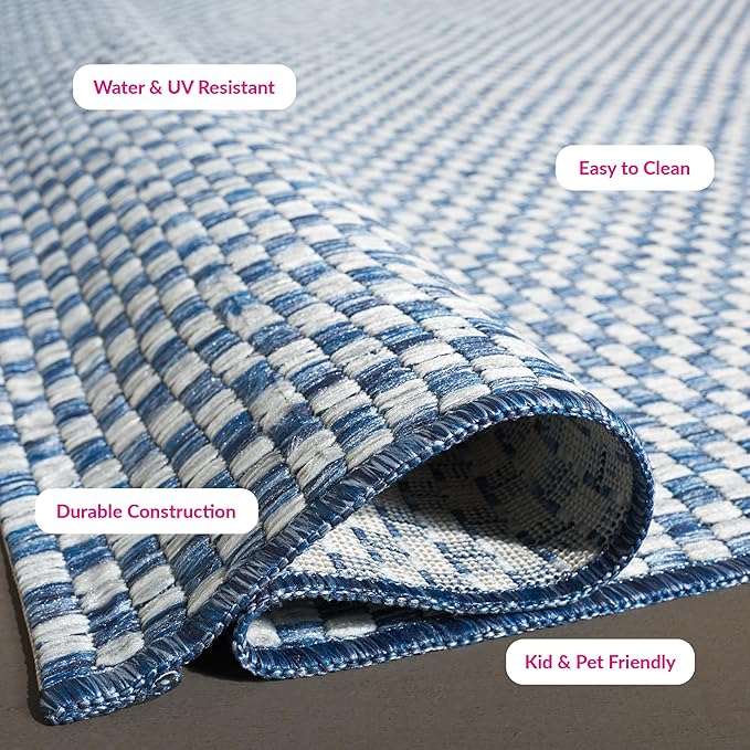 SAFAVIEH Courtyard Collection 8' x 10' Blue/Grey CY8653 Indoor/ Outdoor Patio Backyard Mudroom Area Rug