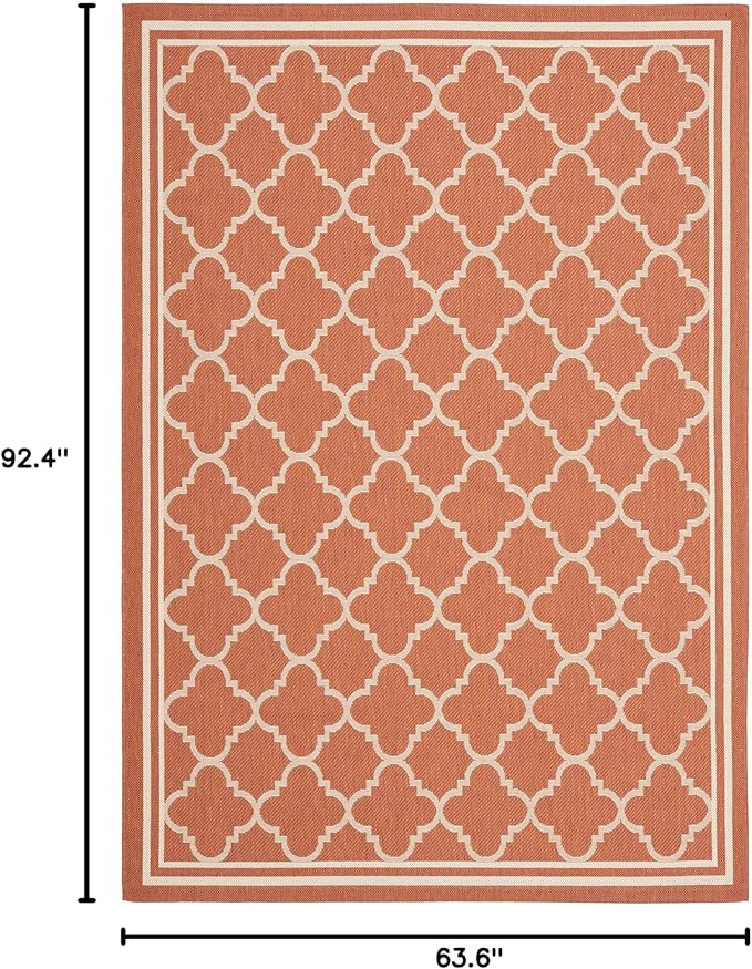 SAFAVIEH Courtyard Collection 5'3" x 7'7" Terracotta / Bone CY6918 Trellis Indoor/ Outdoor Splashproof Easy Scrubbing Patio Backyard Mudroom Area Rug