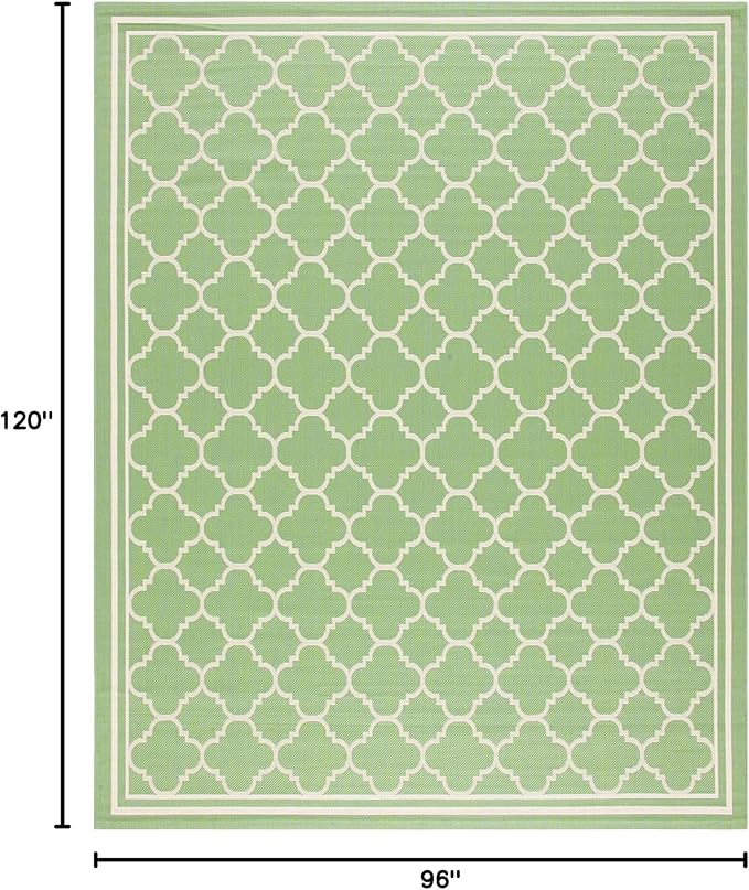 SAFAVIEH Courtyard Collection 8' x 10' Green/Beige CY6918 Trellis Indoor-Outdoor Waterproof Easy-Cleaning Patio Backyard Mudroom Area-Rug