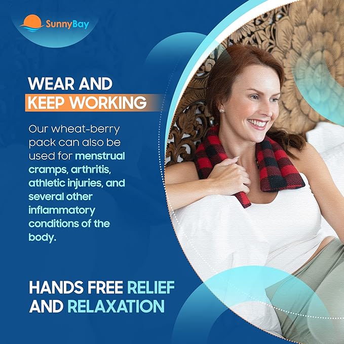 SunnyBay Microwave Heating Pad for Neck and Shoulders, Versatile Bean Bag Moist Heating Pad, Microwavable Neck Wrap and Cool Pack for Deep Pain Relief, Weighted Hot or Cold Therapy (Buffalo)