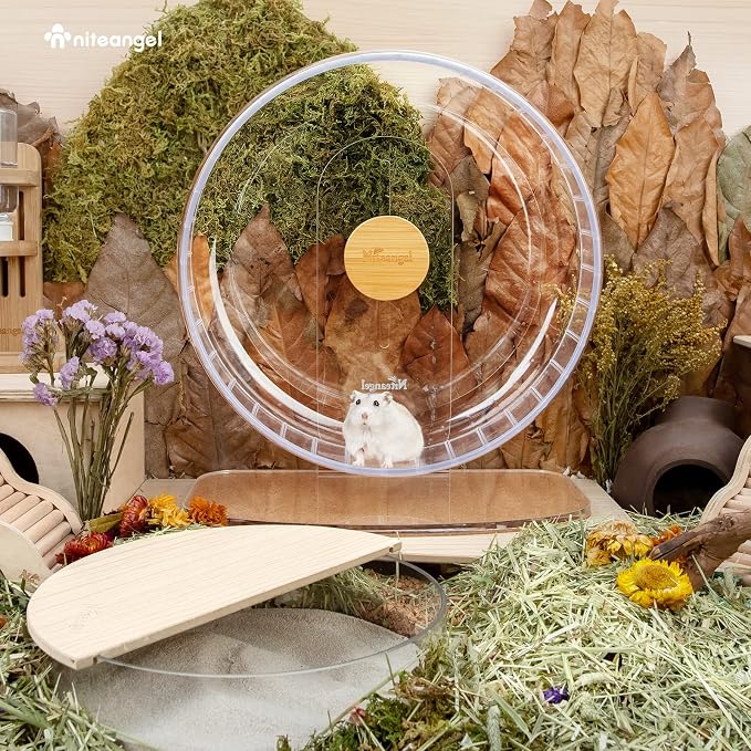 Niteangel Super-Silent Hamster Exercise Wheel: Quiet 12.8" Running Wheel | Can 13.2-17.3" Adjustable Height - No Bend Back Spinner Running for Dwarf Syrian Hamster Gerbils Mice Or Other Small Animal