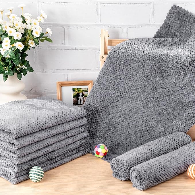 VitalCozy 10 Pcs Guinea Pig Cage Liners Washable Rat Bedding for Guinea Pigs Controlling Absorbent Waterproof Pee Pads Blanket for Rabbits Hamster Small Animal Chinchilla(Grid,18 x 24 Inch,Gray)