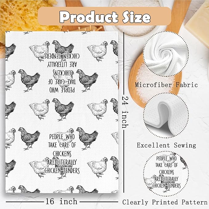 Funny Retro Humor Kitchen Towels Dish Towel Dishcloth 16x24 Inches, Chicken Humorous Gifts for Women Men, Funny Dish Towels with Sayings Decorative Absorbent Tea Towel Kitchen Bathroom Decor