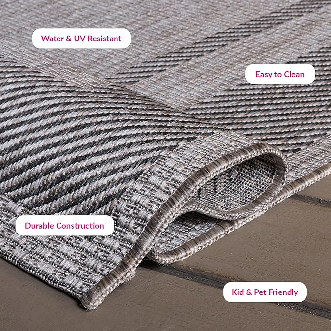 SAFAVIEH Courtyard Collection 8' x 11' Beige/Black CY8477 Indoor/ Outdoor Waterproof Easy-Cleaning Patio Backyard Mudroom Area-Rug
