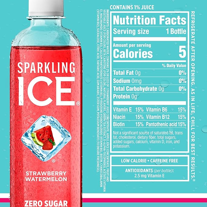 Sparkling Ice Blue Variety Pack, Zero Sugar Sparkling Water, with Vitamins and Antioxidants, 17 fl oz, 12 count (Classic Lemonade, Strawberry Watermelon, Grape Raspberry, Lemon Lime)