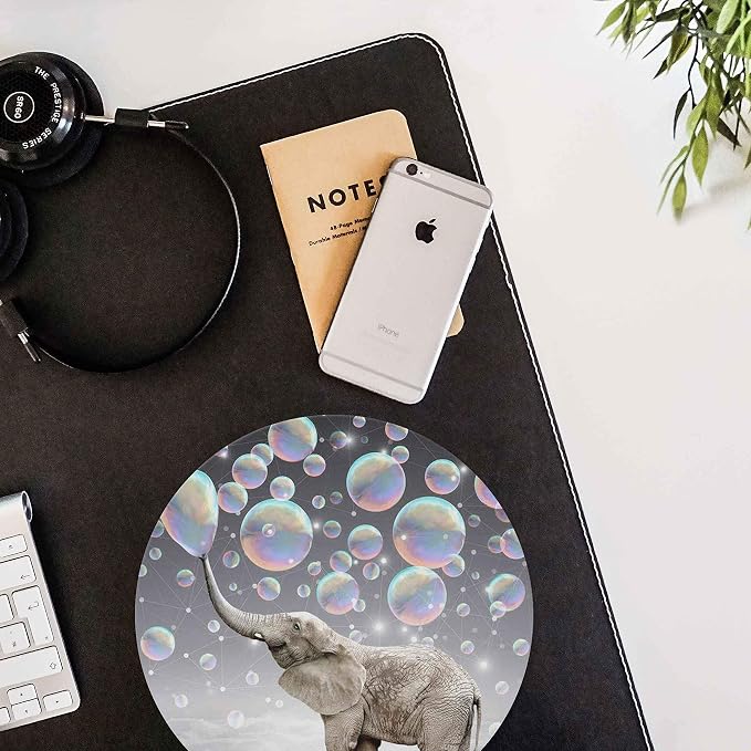 Elephant Blowing Bubbles Non-Slip Rubber Round Mouse Pad | Elephant Blowing Bubbles Non-Slip Rubber Round Mouse Pad,Design Round Gaming Mouse Pad (7.87 inch x 7.87 inch)