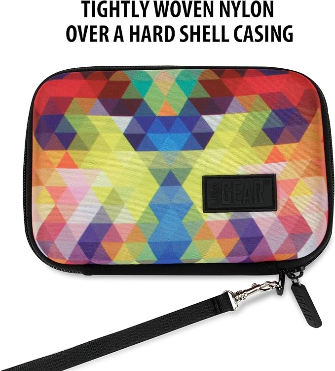 USA Gear Portable WiFi Hotspot for Travel Carrying Case - Internet Booster Case with Wrist Strap Compatible with 4G LTE Wi-Fi Mobile Hotspots from Verizon Orbic, Netgear, Huawei, GlocalMe - Geometric