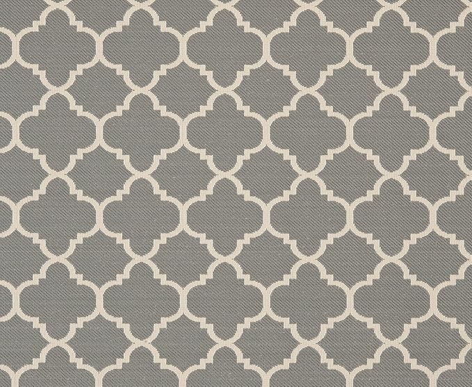 SAFAVIEH Washable Rug Outdoor Courtyard Collection - 4' Square, Anthracite & Beige, Non-Shedding & Easy Cleaning, Ideal for Patio, Backyard, Mudroom (CY6918-246)
