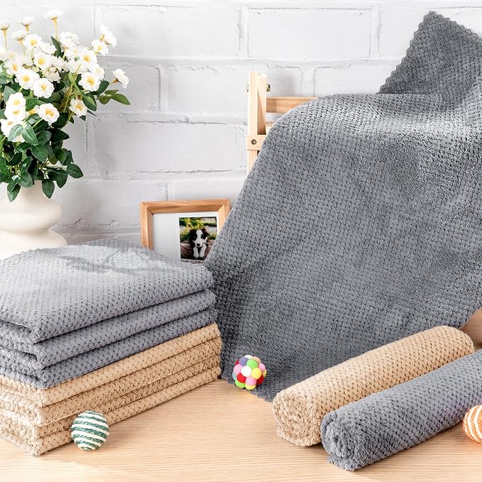 VitalCozy 10 Pcs Guinea Pig Cage Liners Washable Rat Bedding for Guinea Pigs Controlling Absorbent Waterproof Pee Pads Blanket for Rabbits Hamster Small Animal Chinchilla(Grid,18x24 Inch,Gray Coffee)
