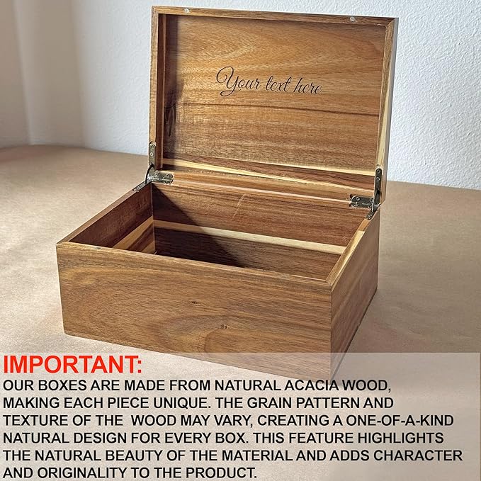 Pet Memory Box - Personalized Pet Memorial Boxes, Loss of a Pet Keepsake Box Acacia Wood, Engraved Dog Remembrance Gift, Gift for Someone Who Lost a Dog, Cat, 11 x 8 x 4,75 in