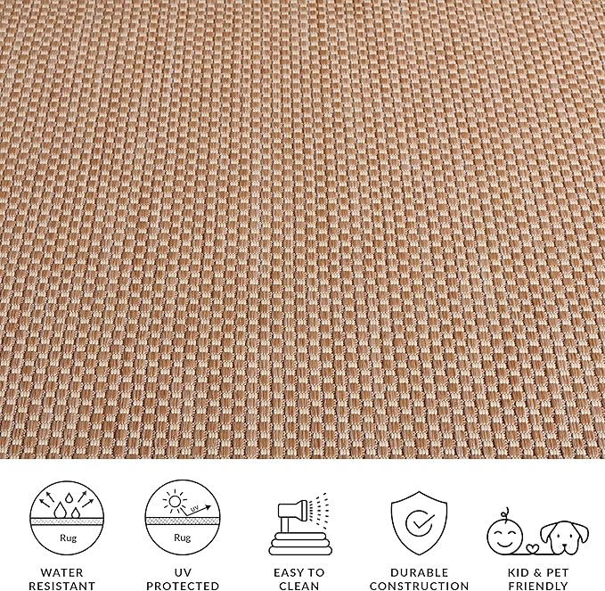 SAFAVIEH Courtyard Collection 7'1" Round Natural/Cream CY8521 Indoor/ Outside Waterproof Easy cleansingPatio Backyard Mudroom Area Mat