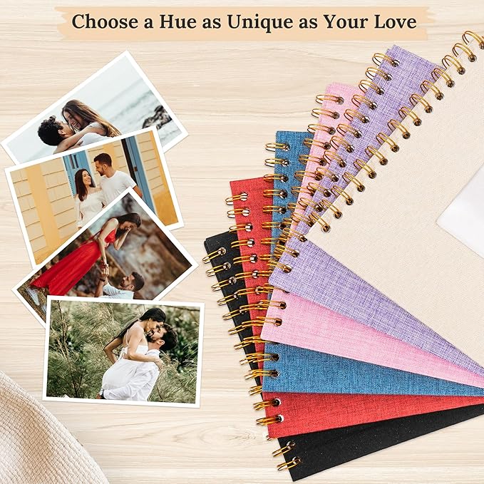 Scrapbook Photo Album Linen Cover, 10 x 10 Inch Hardcover Kraft White Pages Memory Book, for Travel Wedding Guest Book Christmas Baby Shower (20 Sheets/ 40 Pages,Purple)