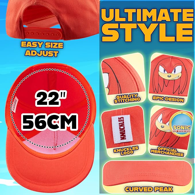 Sonic the Hedgehog Boys Baseball Cap Kids Sun Hat for Summer Beach Outdoor Play Cotton Ball Cap Gifts for Boys