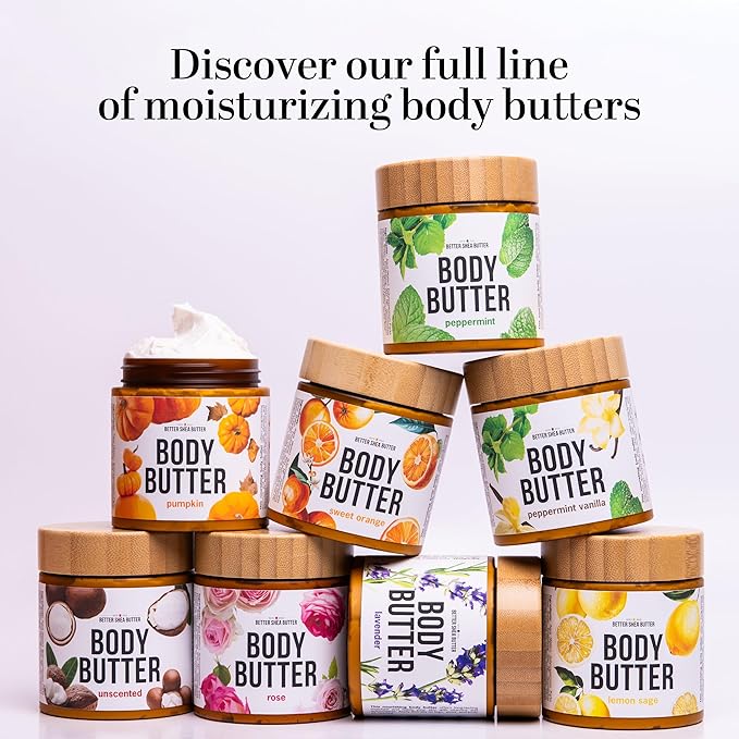 Peppermint Mocha Body Butter with Raw Shea Butter and Jojoba Oil, Holiday Body Moisturizer for Dry Skin, Christmas Lotion, Limited Edition