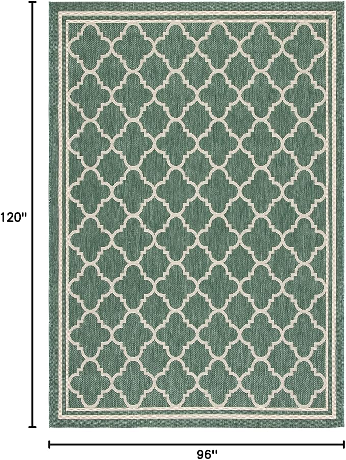 SAFAVIEH Courtyard Collection 8' x 10' Dark Green/Beige CY6918 Trellis Indoor/ Outdoor Waterproof Easy Cleaning Patio Backyard Mudroom Area Rug