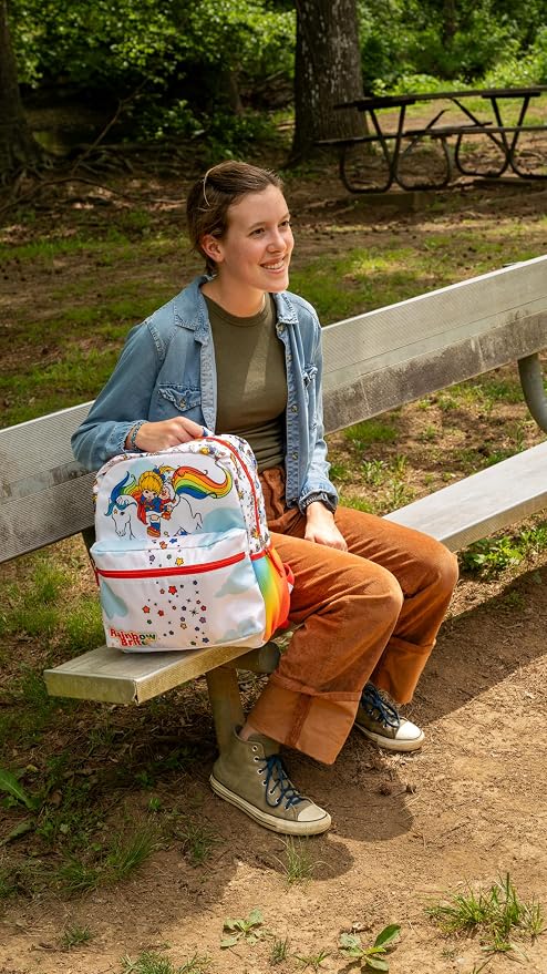 AI ACCESSORY INNOVATIONS Rainbow Brite Backpack for Girls, 16 x 12 x 5 inch School Bag with Laptop Pocket