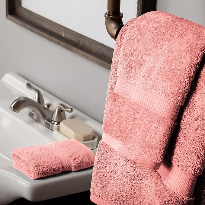 Buckingham Egyptian Cotton 3-Piece Towel Set, Washcloths, Hand Towels, Bath Towels, Tea Rose