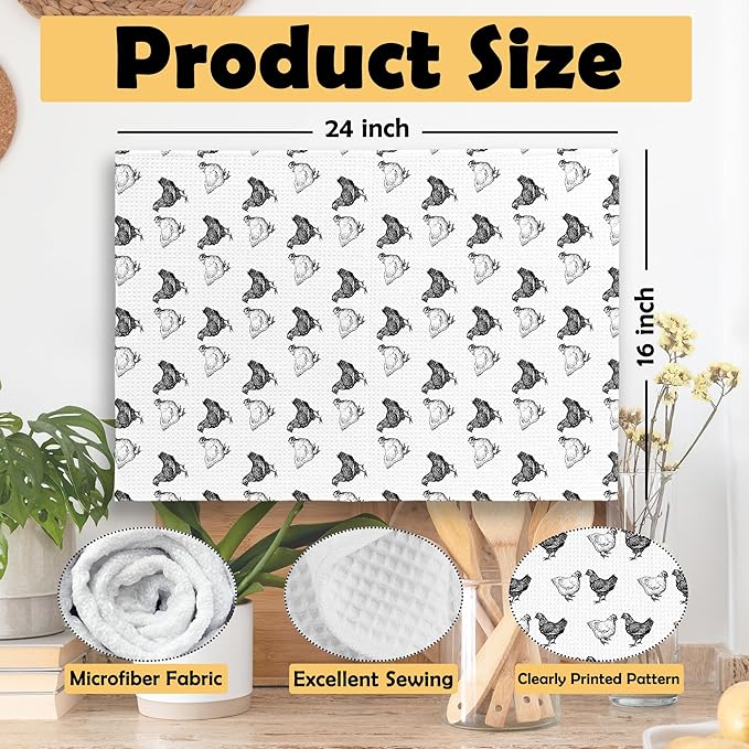 Funny Chicken Kitchen Towels Set of 2, Chicken Lover Gifts Hand Towels for Kitchen Bathroom, Chicken Mom Gifts Decorative Tea Towels Dish Towels, Chicken Kitchen Bathroom Decor, 16x24 Inch