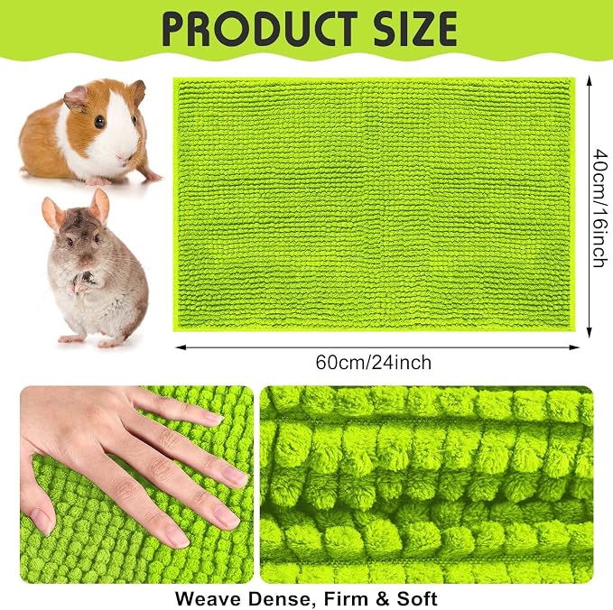 Amylove 4 Pcs Guinea Pig Cage Liner 16 x 24 Inch Washable Chenille Pee Pads Pet Dog Cat Bedding Training Mat Reusable for Small Animals Puppy Bunny Hamster Chinchilla