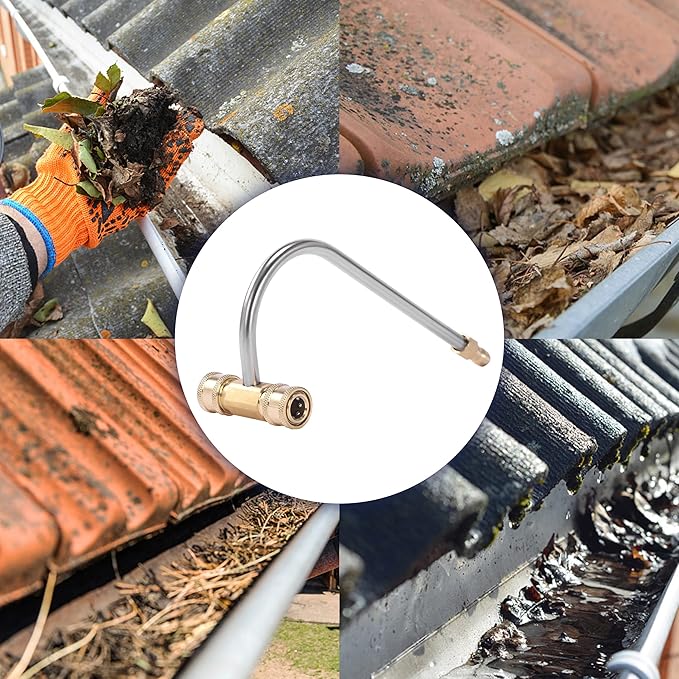 Pressure Washer Gutter Cleaner Attachment, 4000 PSI, Gutter Cleaning for Power Washer with 4 Nozzles, 1/4 Inch Quick Connect