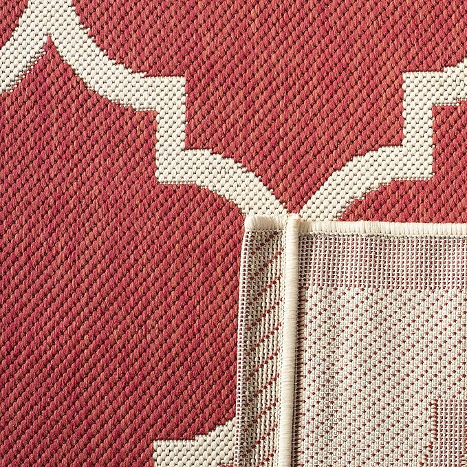 SAFAVIEH Courtyard Collection 8' x 10' Red/Bone CY6914 Trellis Indoor/ Outdoor Waterproof Easy Cleaning Patio Backyard Mudroom Area Rug