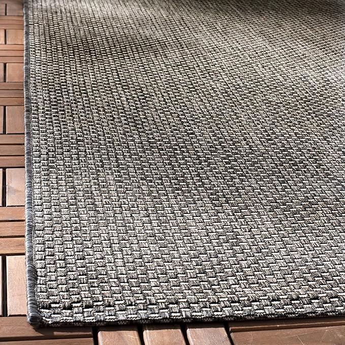 SAFAVIEH Washable Rug Outdoor Courtyard Collection - 10' x 14', Black & Beige, Non-Shedding & Easy Cleaning, Ideal for Patio, Backyard, Mudroom (CY8521-36621)