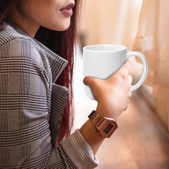 DISCOUNT PROMOS Vibrant Color Glossy Ceramic Mugs 16 oz. Set of 10, Bulk Pack - Perfect for Tea, Espresso, Cappuccino, Hot Cocoa - White