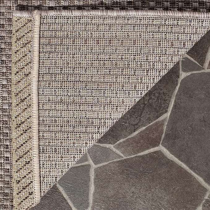 SAFAVIEH Washable Rug Outdoor Courtyard Collection - 2'3" x 8' Runner, Beige & Brown, Non-Shedding & Easy Cleaning, Ideal for Patio, Entryway, Mudroom, Hallway, Kitchen (CY8521-36312)