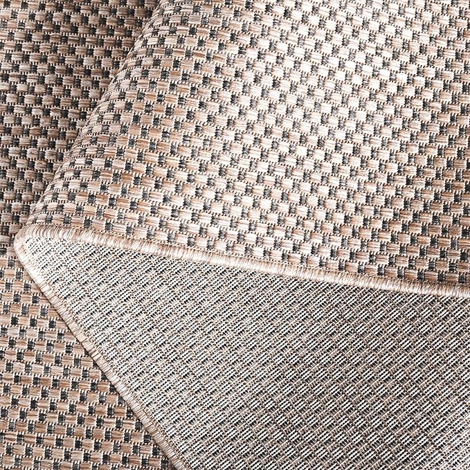 SAFAVIEH Courtyard Collection 4' Round Natural/Black CY8521 Indoor/ Outdoor Patio Backyard Mudroom Area Rug
