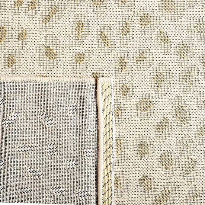 SAFAVIEH Washable Rug Outdoor Courtyard Collection - 5'3" x 7'7", Beige & Gold, Non-Shedding & Easy Cleaning, Ideal for Patio, Backyard, Mudroom (CY6104-23612)
