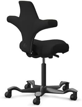 HAG Capisco Sit to Stand Chair - Black Frame - Upholstered Black Leather