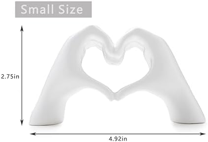 Small Heart Hands Sculpture Decor for Living Room Bedroom Bookshelf Coffe Table and Office Display, Love Finger Statue Modern Aesthetic Home Decor, Unique Gift for Wedding Christmas Birthday (White)