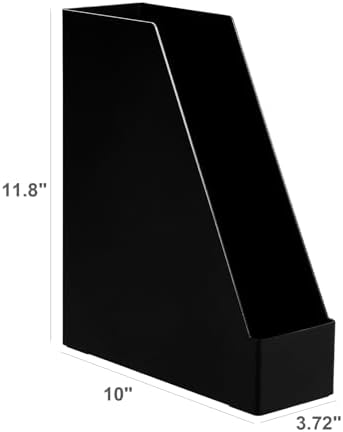Amazon Basics Plastic Desk Organizer Magazine Rack and File Holder, Black, 4-Pack