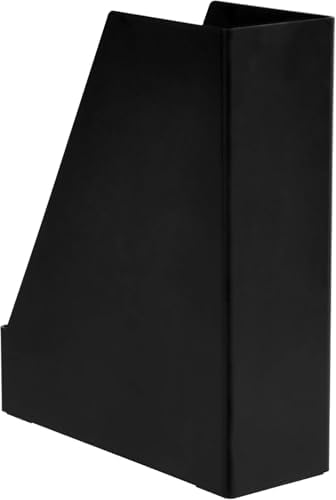 Amazon Basics Plastic Desk Organizer Magazine Rack and File Holder, Black, 2-Pack