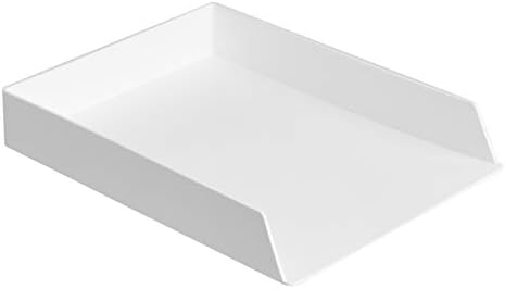 Amazon Basics Rectangular Plastic Desk Organizer, Letter Size Tray for Documents, 13 x 9.7 x 2.2 inches, White, 2-Pack