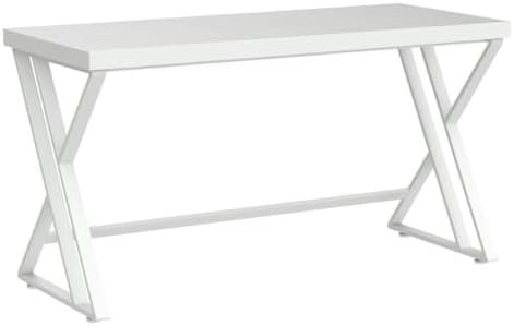 LVB 55 Inch White Modern Computer Office Desk Metal & Wood Writing Desks