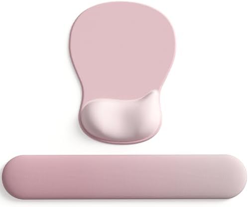 ErgoComfort Gel Wrist Rest Mouse Pad-Ergonomic Office Mousepad with Wrist Support-Non-Slip, Design Desk Accessories Mat for Home&Game Decor (09PinkSerenity Set)