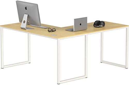 SHW Mission 55 x 60 L-Shape Home Office Computer Desk, Oak
