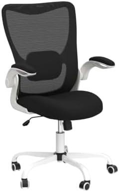 MUXX.STIL Office Chair, Ergonomic Desk Chair with Adjustable Lumbar Support and Flip up Armrest, Breathable Mesh Computer Chair for Home Office, White
