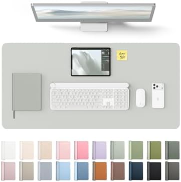YSAGi Leather Desk Protector, Office Mat, Large Mouse Mat, Non-Slip PU Leather Blotter, Laptop Desk, Waterproof Writing Pad for Office and Home (Light Grey, 31.5" x 15.8")