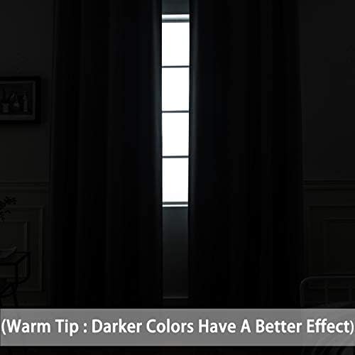 Yakamok 100% Blackout Sliding Door Curtains, Thermal Insulated Grommet Full Light Shading Sliding Door Drape Room Divider Curtain for Living Room/Space, Black, W100 x L84, 1 Panel