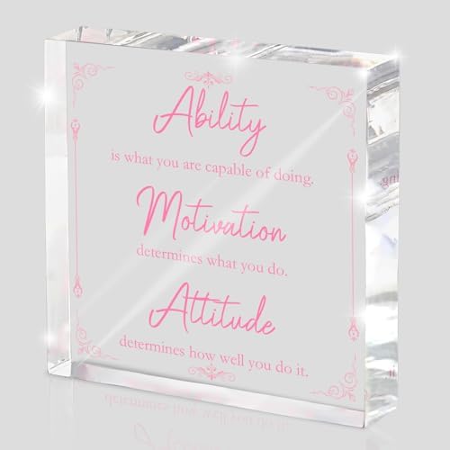 Pink Motivational Acrylic Desktop Sign, 4x4 Inch, Motivational Desktop Decor for Office and Home, Decor with Positive Messages, Unique Gift for Women, Girls or Coworkers