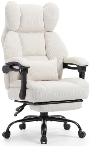 GTPLAYER Big&Tall Ergonomic Gaming Chair, Wide Spring Seat, Linkage Armrest,White