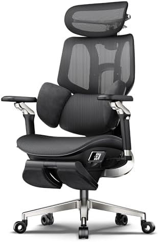 Hbada X7 Prestige Smart Ergonomic Office Chair, with AI Lumbar Support, Massage & Ventilation, 4D Dual-Axis Headrest, Alcantara® Suede, Adaptive 8-Way Lumbar Support, Black