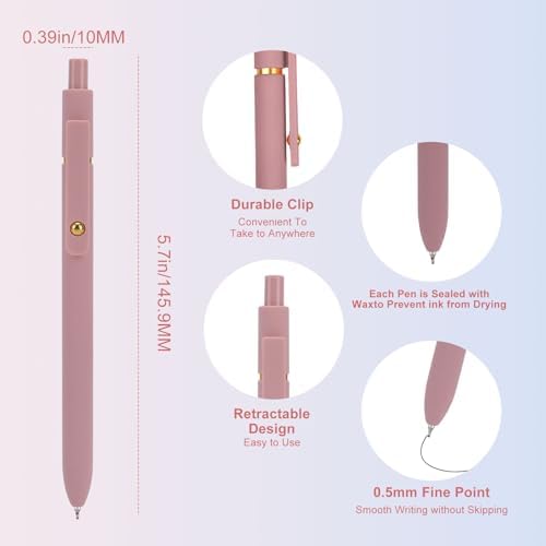 Ddaowanx Gel Pens,6 Pcs 0.5mm Retractable Quick Dry Black Ink Pens