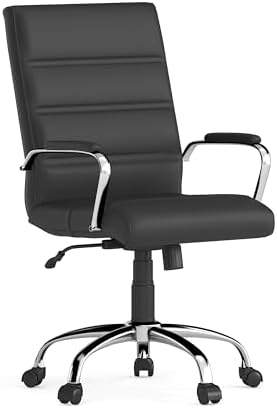 Flash Furniture Mid-Back Black LeatherSoft Executive Swivel Office Chair with Chrome Base and Arms