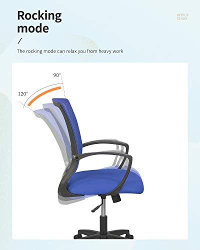 FDW | Mid Back Office Chair | Blue | with Lumbar Support, 360 Swivel
